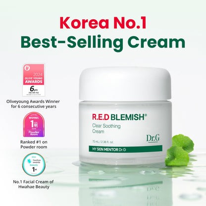 Dr. G R.E.D. Blemish Clear Soothing Cream - Calming Korean Moisturizer for Redness - Soothes Acne & Irritation - Maple Wellness Supplements