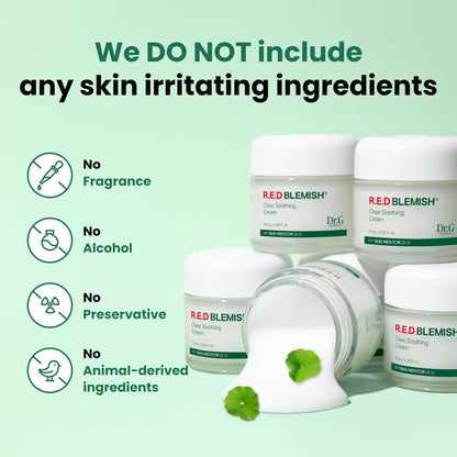 Dr. G R.E.D. Blemish Clear Soothing Cream - Calming Korean Moisturizer for Redness - Soothes Acne & Irritation - Maple Wellness Supplements