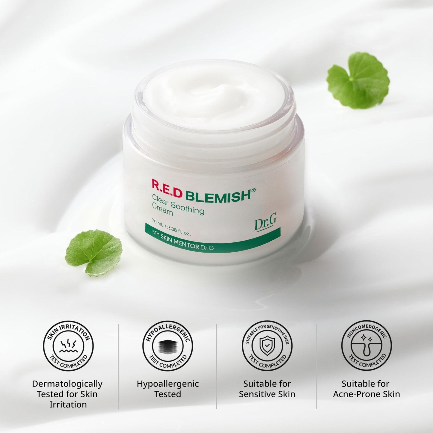 Dr. G R.E.D. Blemish Clear Soothing Cream - Calming Korean Moisturizer for Redness - Soothes Acne & Irritation - Maple Wellness Supplements