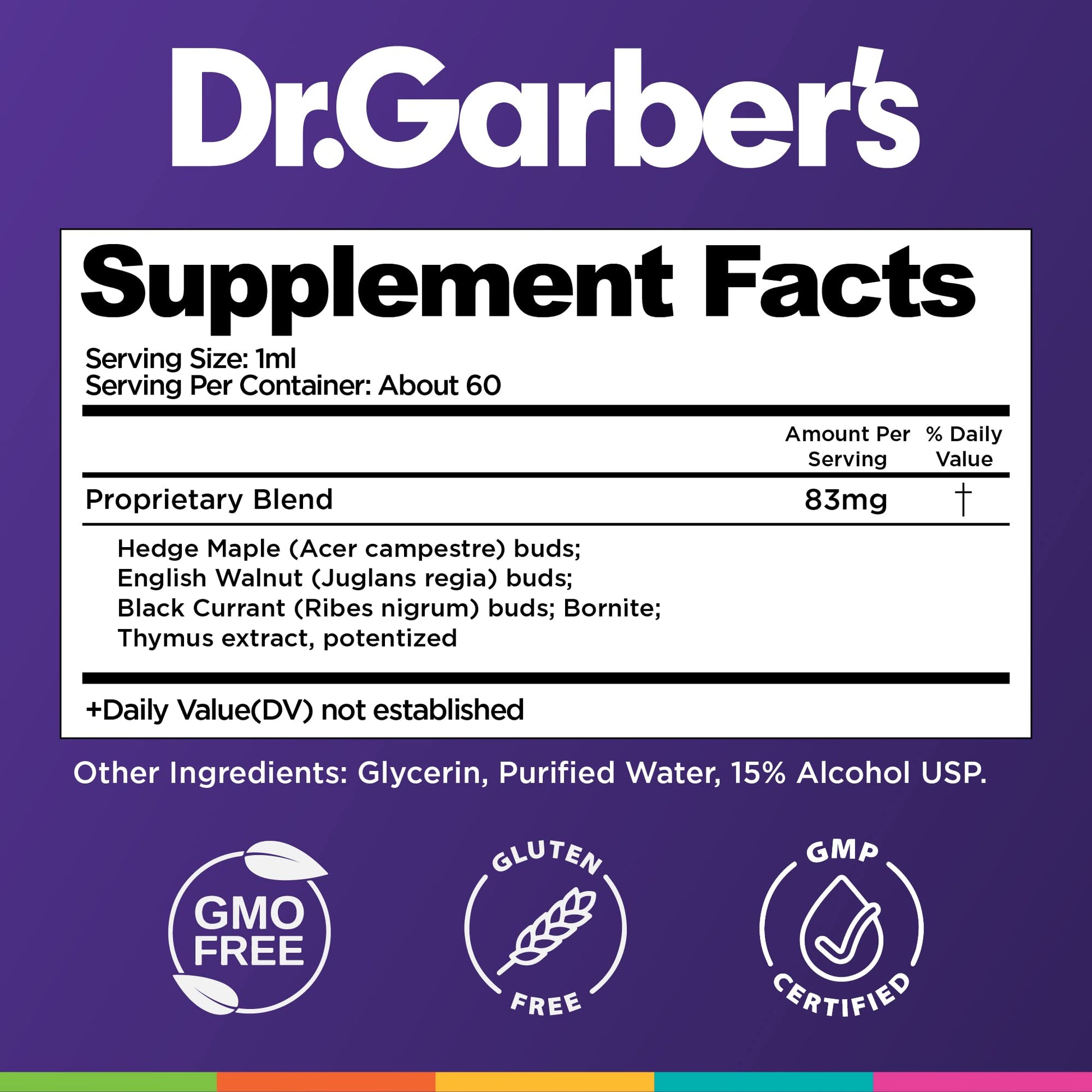 Dr. Garber's Natural Solutions Immune Boost Health Oral Drops - Gemmotherapy Liquid Supplement to Strengthen Immunity, Support Immune System, Increase Resistance, & Contains Antioxidants - 60ml - Maple Wellness Supplements
