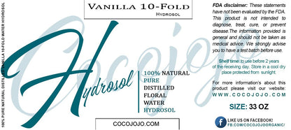 Dr Joe Lab Vanilla 10 Fold Hydrosol Spray Toner Floral Water Cleansing Hydrating Face Mist, and Natural for All Skin Types COCOJOJO - 32 oz - Maple Wellness Supplements