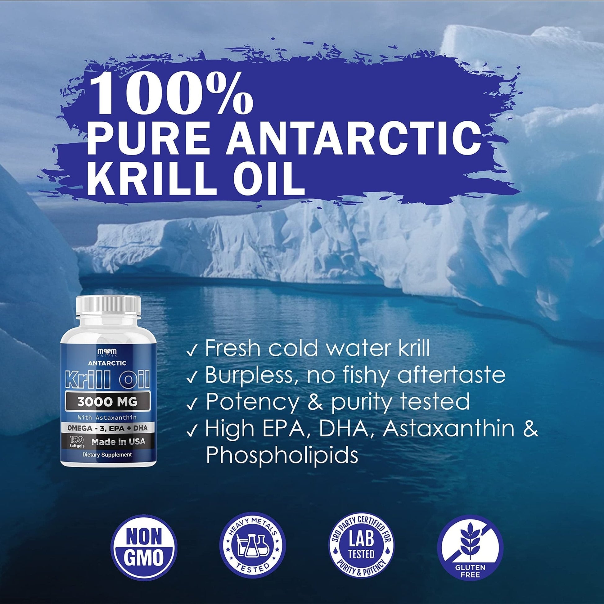 Dr. JOEL'S MOM NUTRIX Antarctic Krill Oil Supplement - 3000 mg Per Serving - 150 Softgel - Maple Wellness Supplements