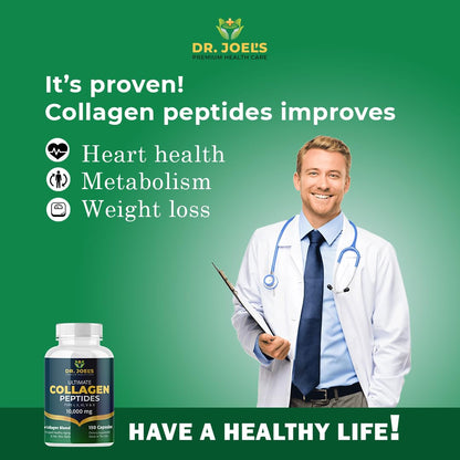 Dr. JOEL'S Multi Collagen Complex for Women and Men - Collagen Peptides Capsules with Biotin - Ultimate Collagen Pills 150 - Type I, II, III, V & X - Made in The USA - Maple Wellness Supplements