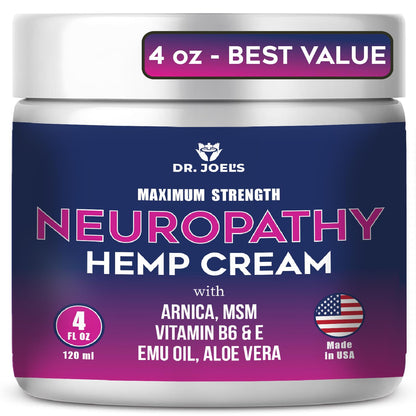 Dr. JOEL'S Neuropathy Nerve Relief Cream - Organic Neuropathy Support Cream for Feet, Hands, Legs and Toes - 4 OZ Value Pack- Made in USA - Maple Wellness Supplements
