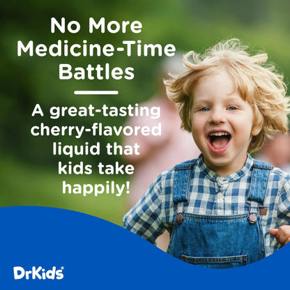 Dr. Kids Children’s Pain and Fever Medicine - Acetaminophen for Kids Ages 2-11, Pre-Measured Single-Use Vials for Headache, Sore Throat, Cold and Flu, Cherry Flavor, 30 Count - Maple Wellness Supplements