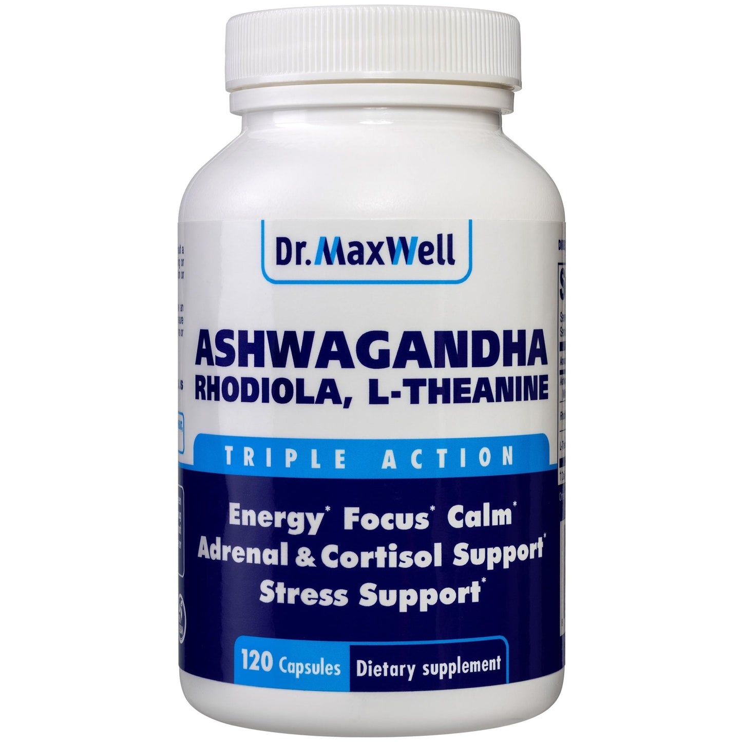 Dr. Maxwell Cortisol Manager Supplement, Supports Relaxation, Mood & Sleep in Times of Occasional Stress, Ashwagandha Rhodiola Adaptogens, Helps Maintain Normal Cortisol Levels, 120 Capsules - Maple Wellness Supplements