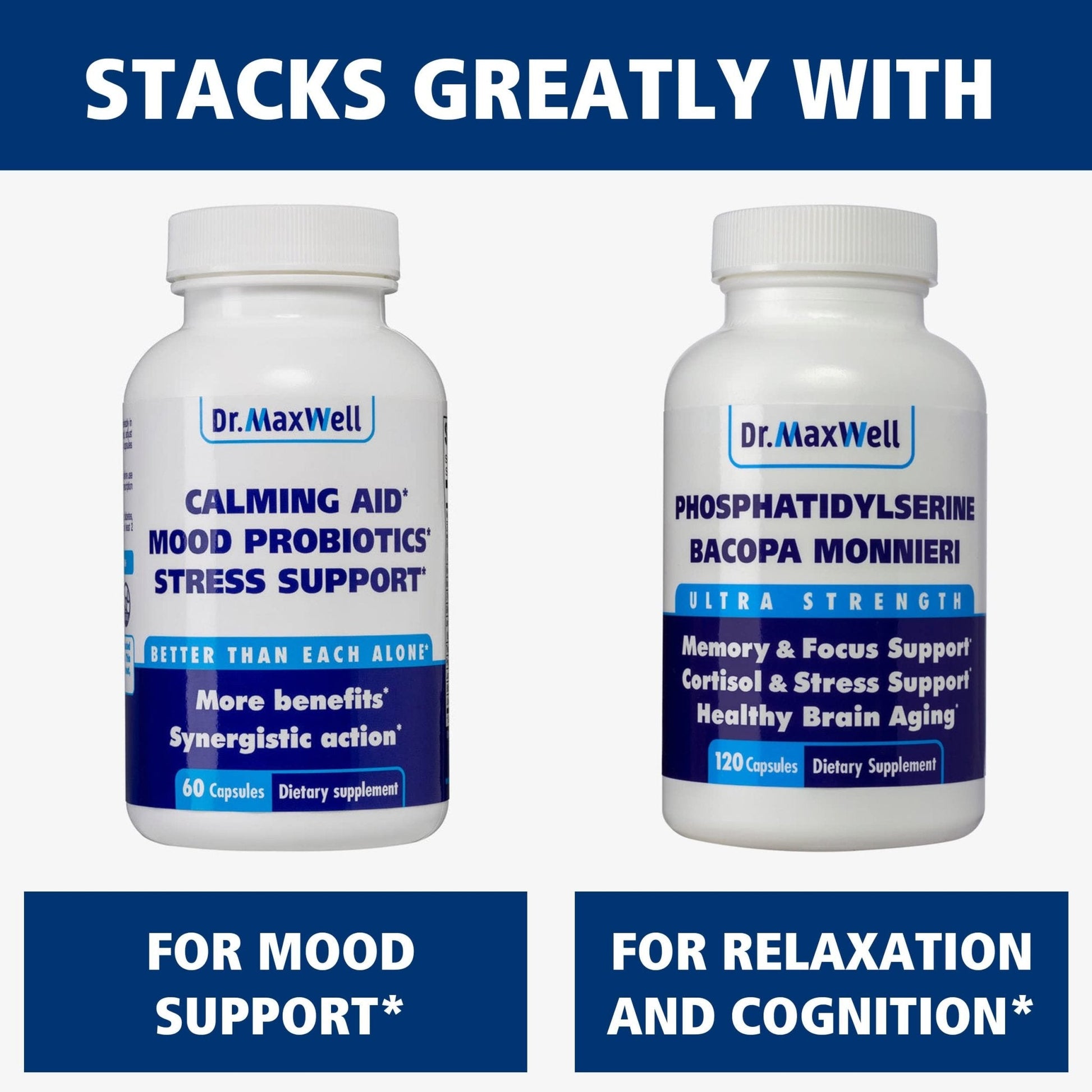 Dr. Maxwell Cortisol Manager Supplement, Supports Relaxation, Mood & Sleep in Times of Occasional Stress, Ashwagandha Rhodiola Adaptogens, Helps Maintain Normal Cortisol Levels, 120 Capsules - Maple Wellness Supplements