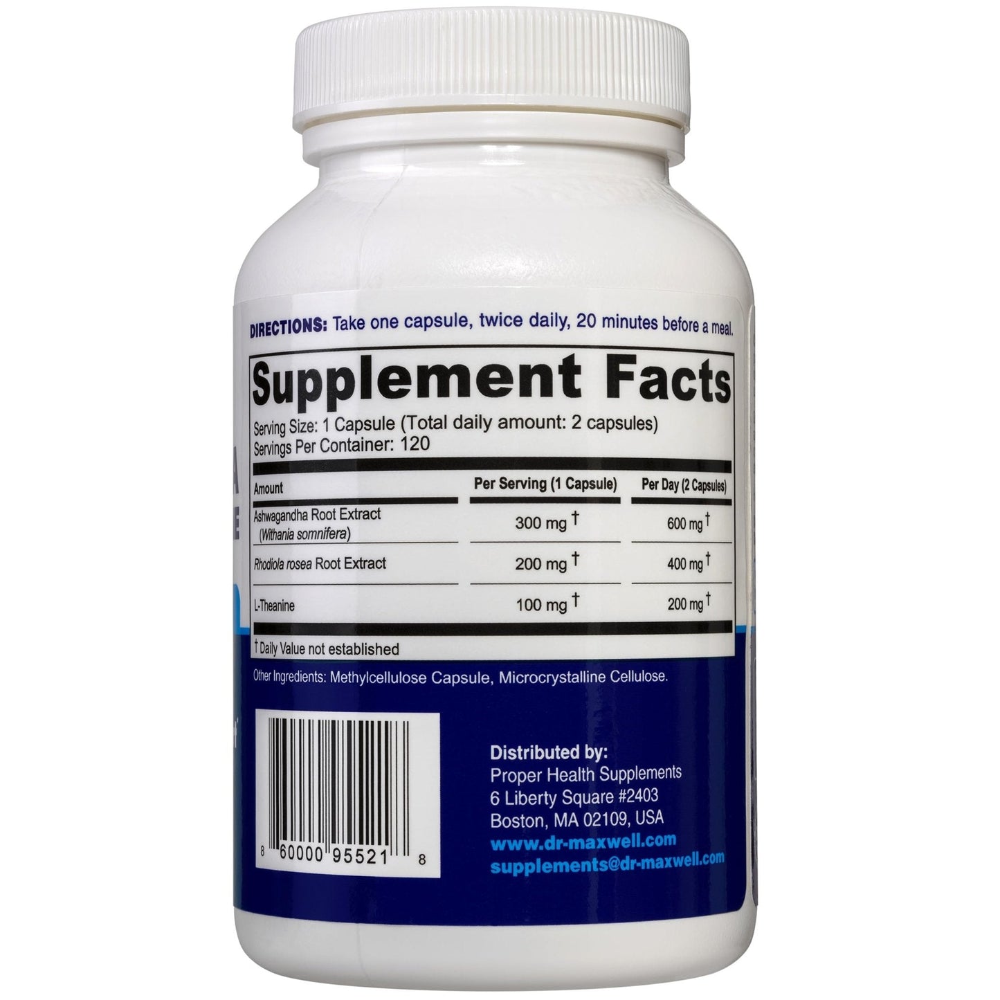 Dr. Maxwell Cortisol Manager Supplement, Supports Relaxation, Mood & Sleep in Times of Occasional Stress, Ashwagandha Rhodiola Adaptogens, Helps Maintain Normal Cortisol Levels, 120 Capsules - Maple Wellness Supplements