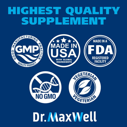 Dr. Maxwell Cortisol Manager Supplement, Supports Relaxation, Mood & Sleep in Times of Occasional Stress, Ashwagandha Rhodiola Adaptogens, Helps Maintain Normal Cortisol Levels, 120 Capsules - Maple Wellness Supplements