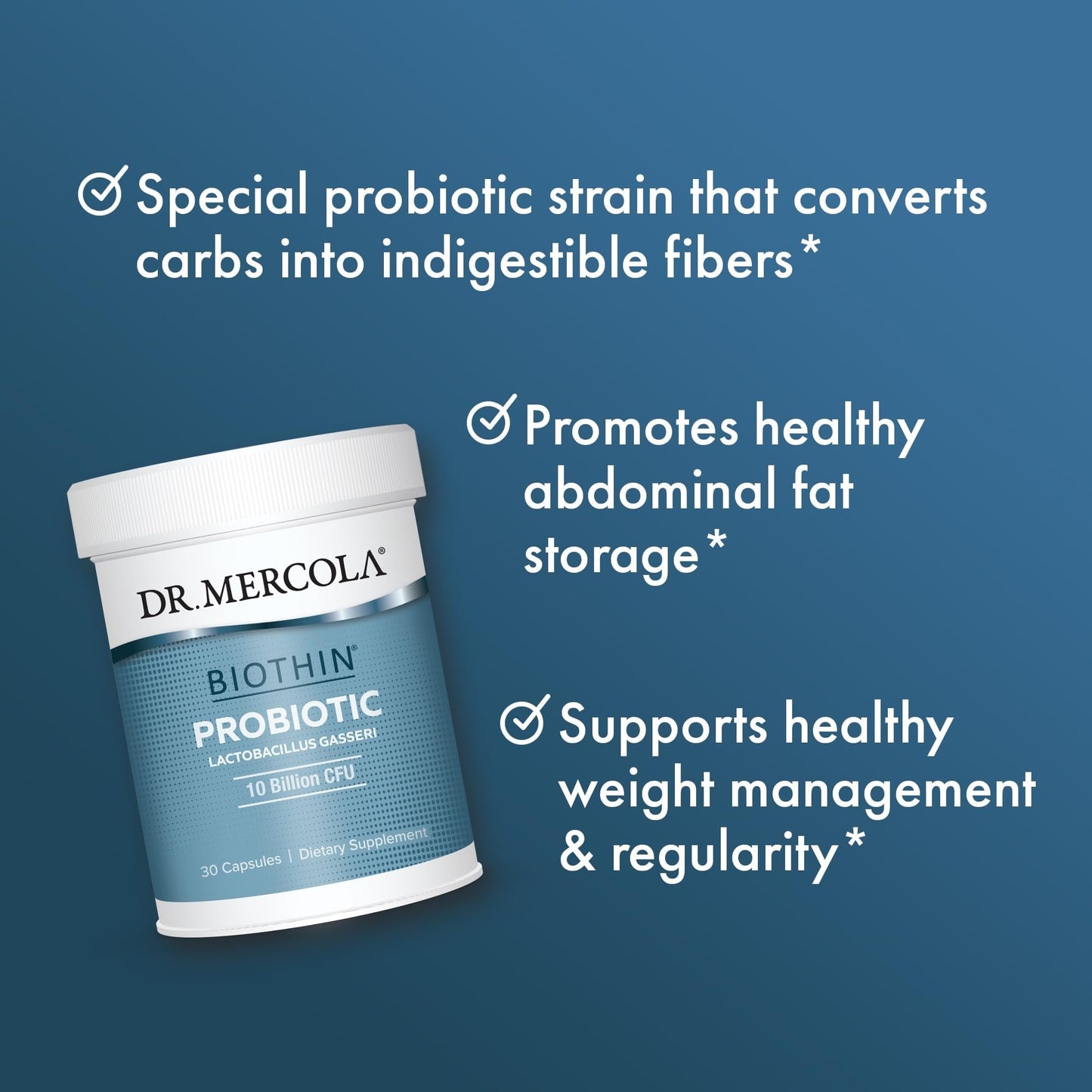 Dr. Mercola Biothin Probiotic - Lactobacillus Gasseri BNR17 - Supports Digestive Health & Metabolism - 30 Delayed-Release Capsules (30 Servings) - Maple Wellness Supplements