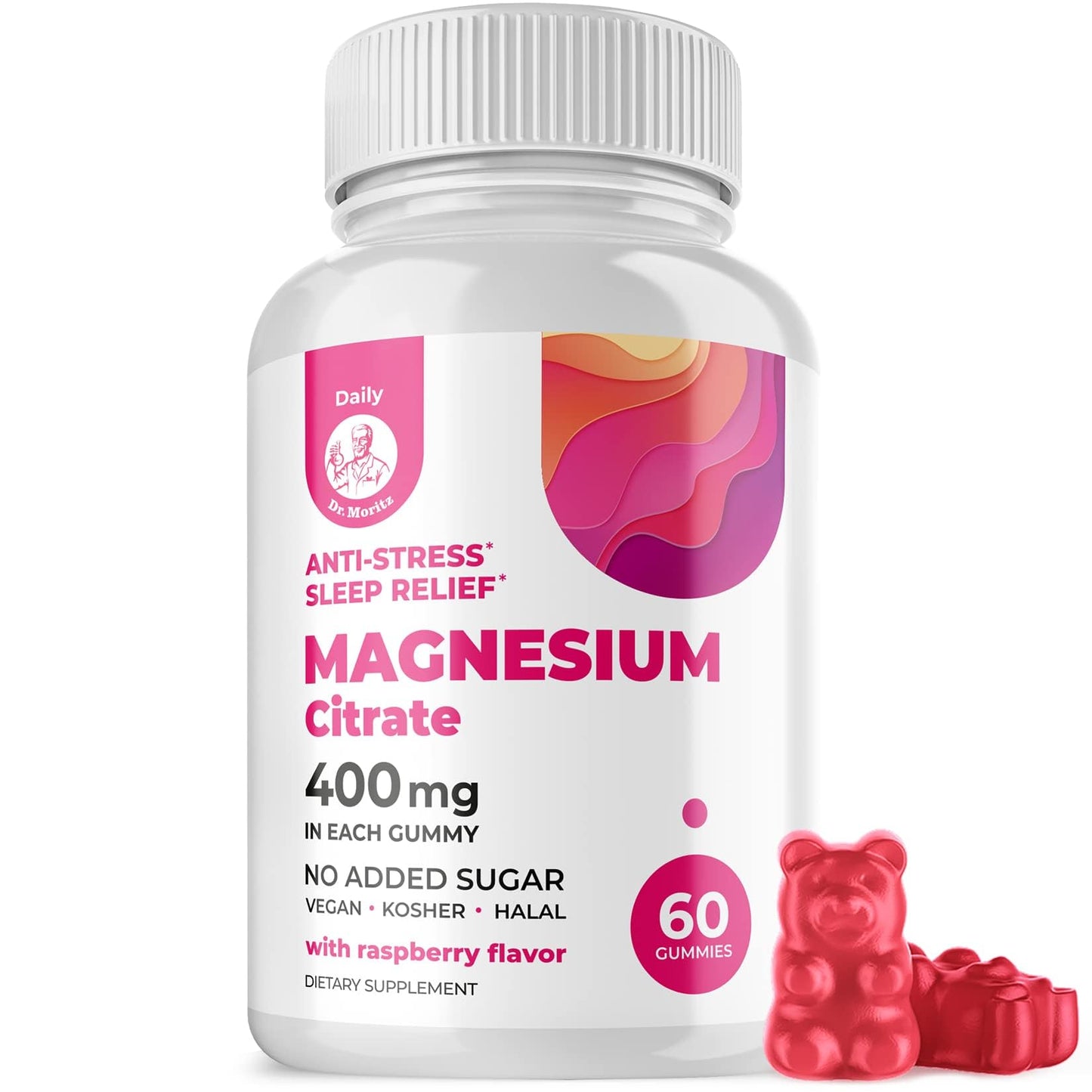 DR. MORITZ Magnesium Citrate Gummies Sugar-Free - Calm Magnesium Gummies Supplement for Children, Sugar -Supports Cardiovascular Health - Maple Wellness Supplements