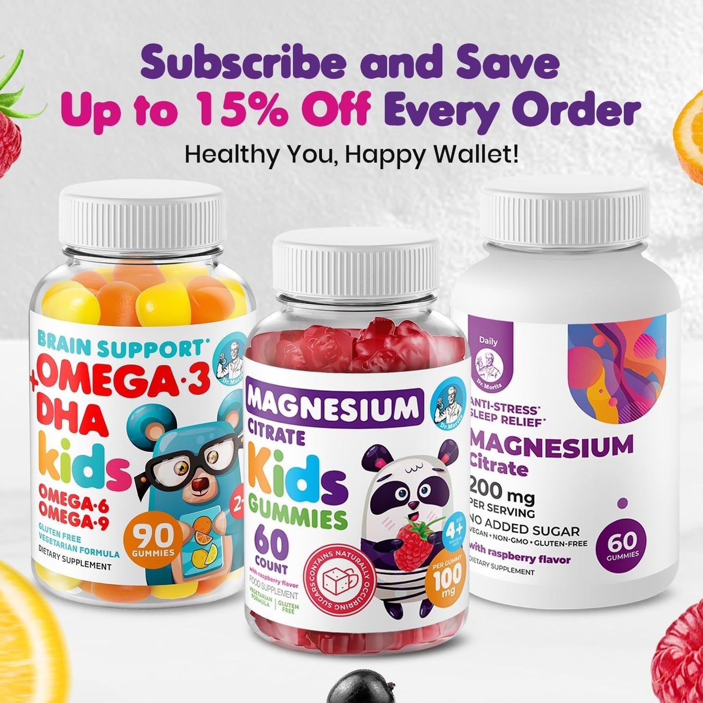 DR. MORITZ Magnesium Citrate Gummies Sugar-Free - Calm Magnesium Gummies Supplement for Children, Sugar -Supports Cardiovascular Health - Maple Wellness Supplements