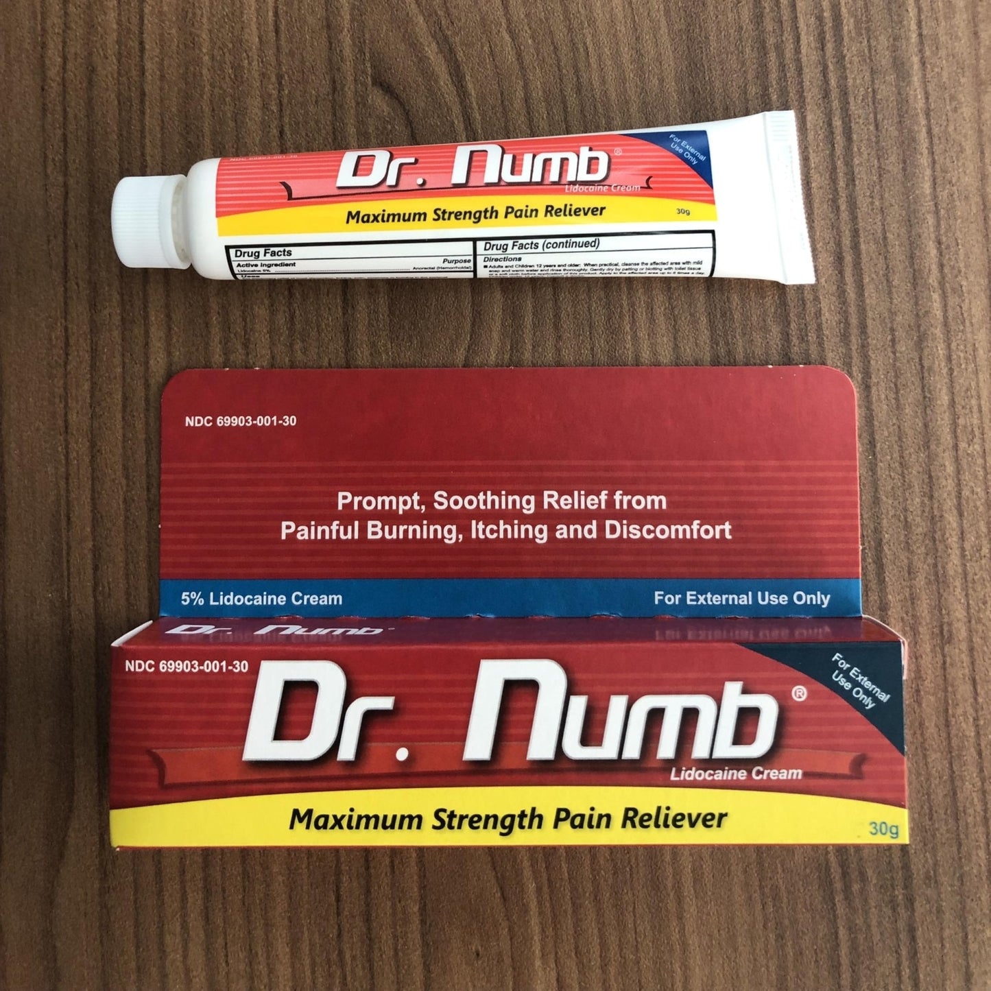Dr. Numb 5% Lidocaine Numbing Cream, Fast-Acting Maximum Strength Topical Anesthetic Pain Relief Burn Itch Numb Cream with Vitamin E for Hemorrhoid Treatment, Local and Anorectal Uses - 30g 4 Pack - Maple Wellness Supplements