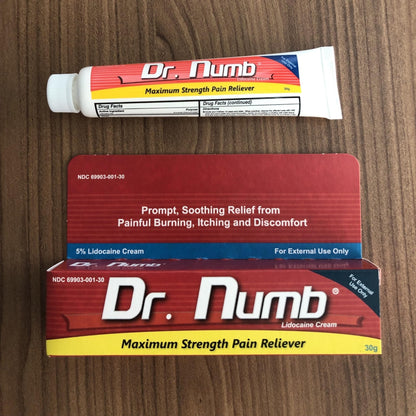 Dr. Numb 5% Lidocaine Numbing Cream, Fast-Acting Maximum Strength Topical Anesthetic Pain Relief Burn Itch Numb Cream with Vitamin E for Hemorrhoid Treatment, Local and Anorectal Uses - 30g 4 Pack - Maple Wellness Supplements