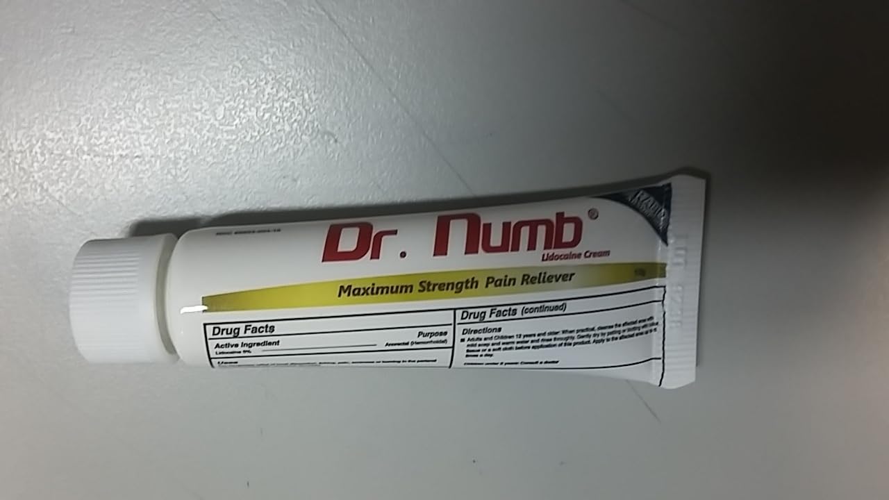Dr. Numb 5% Lidocaine Numbing Cream, Nonprescription Maximum Strength Topical Anesthetic Cream - Temporary Relief of Pain, Itch, Discomfort for Hemorrhoid and Anorectal Uses - 10g Pack of 1 - Maple Wellness Supplements