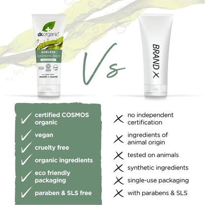Dr. Organic Ageless Cleansing Balm with Seaweed | Moisturizing, Gentle, Removes Impurities, Certified Organic, Paraben & SLS-Free, Natural, Vegan, 100 ml / 3.4 fl oz - Maple Wellness Supplements