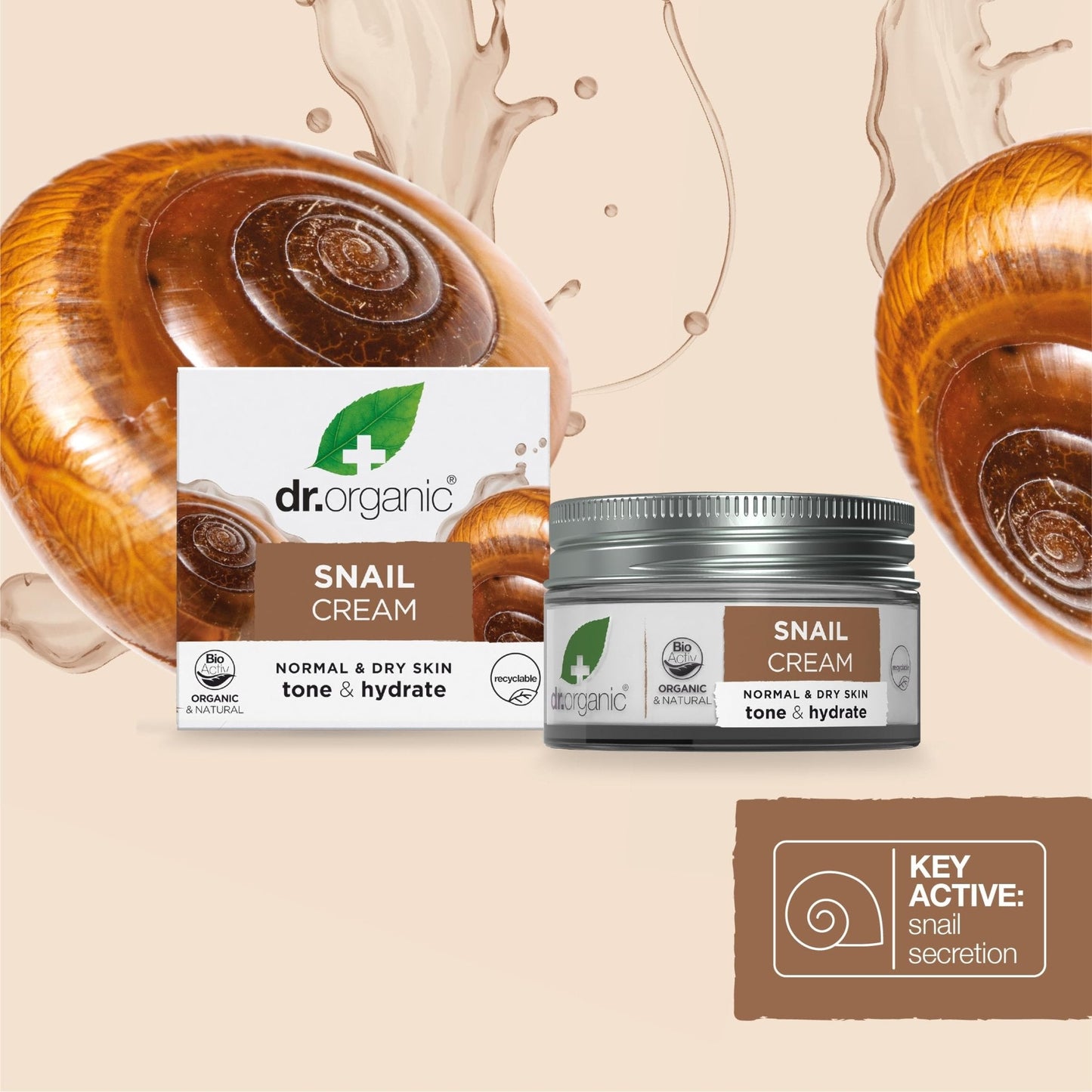 Dr. Organic Snail Gel Face Cream | Rejuvenates and Moisturizes, Improves Skin Tone and Hydration, Natural, Certified Organic, Paraben & SLS-Free, 50 mL / 1.7 fl oz - Maple Wellness Supplements