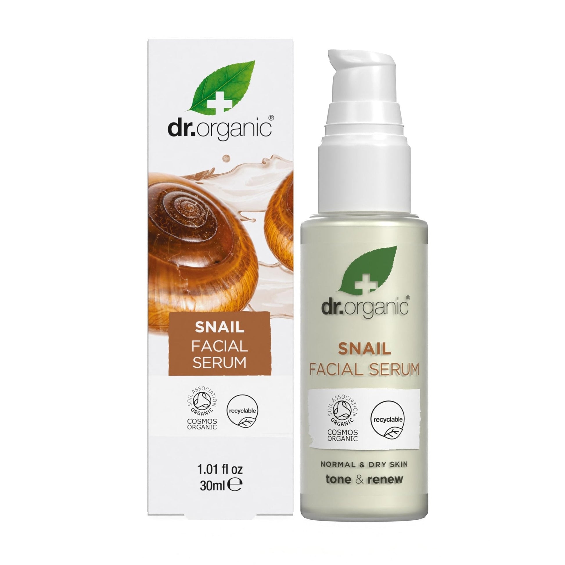 Dr. Organic Snail Gel Facial Serum | Hydrates and Restores Skin, Reduces Fine Lines, Natural, Certified Organic, Paraben & SLS-Free, 30 mL / 1 fl oz - Maple Wellness Supplements