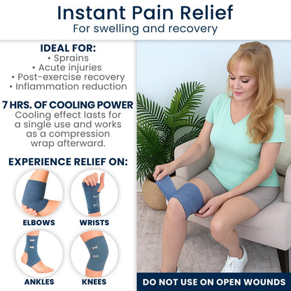 Dr Pat's Ice Tape (4 Pack) - Cooling Bandage Wrap Athletic Tape - Compression Instant Cold Compress Wrap with Menthol - Elastic, Athletic for Sore Muscles, Pain Relief Now, Swelling, Recovery, Sports - Maple Wellness Supplements