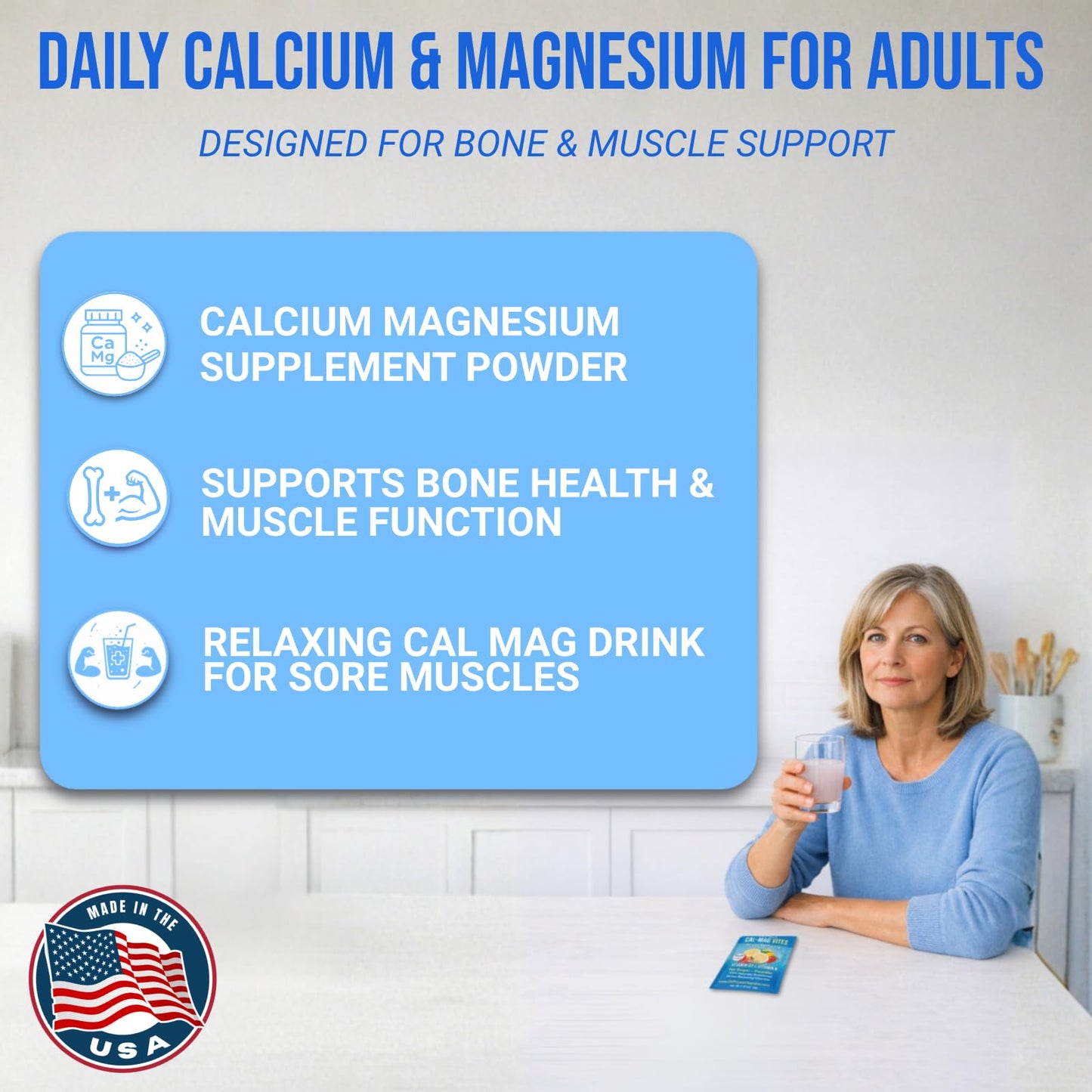 Dr. Price’s Cal-Mag Vites – Strawberry Lemon, 30 Packs | Calcium Magnesium Powder Packets + Vitamin D3, K & Boron | Calming Bone & Muscle Support for Kids & Adults | Doctor-Formulated, Made in USA - Maple Wellness Supplements