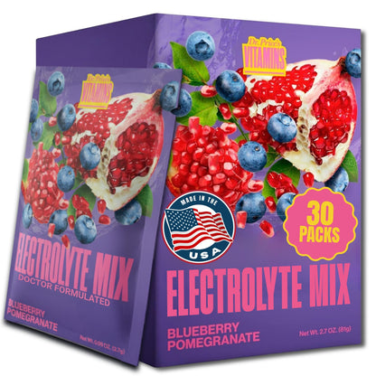 Dr. Price’s Electrolytes Hydration Powder Packets – Blueberry Pomegranate, 30 Packs | Sugar Free Electrolyte Drink Mix, 72+ Trace Minerals, Manganese - Maple Wellness Supplements
