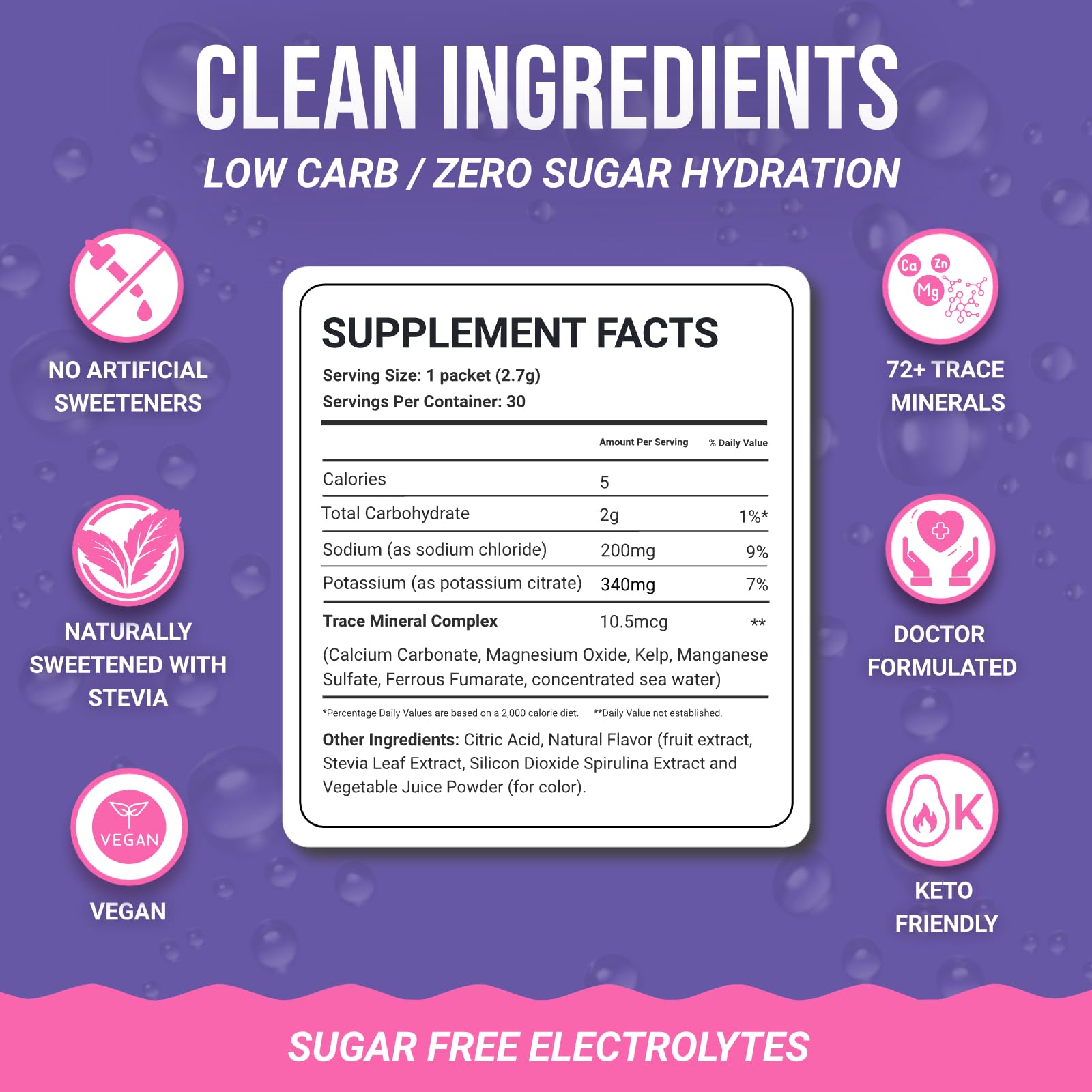 Dr. Price’s Electrolytes Hydration Powder Packets – Blueberry Pomegranate, 30 Packs | Sugar Free Electrolyte Drink Mix, 72+ Trace Minerals, Manganese - Maple Wellness Supplements