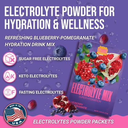 Dr. Price’s Electrolytes Hydration Powder Packets – Blueberry Pomegranate, 30 Packs | Sugar Free Electrolyte Drink Mix, 72+ Trace Minerals, Manganese - Maple Wellness Supplements