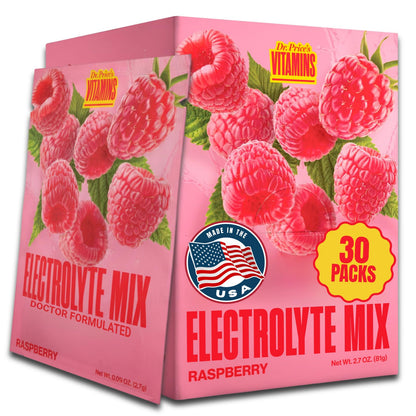 Dr. Price’s Electrolytes Hydration Powder Packets – Raspberry, 30 Packs | Sugar Free Electrolyte Drink Mix, 72+ Trace Minerals, Manganese | Keto Electrolytes, - Maple Wellness Supplements