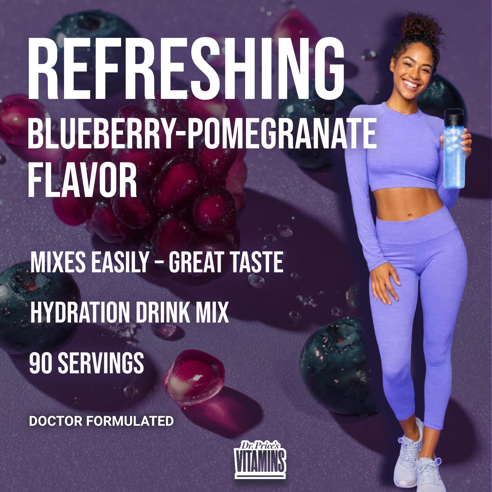 Dr. Price’s Electrolytes Powder Bulk – Blueberry Pomegranate, 90 Servings | Sugar Free Hydration Drink Mix with 72+ Trace Minerals, Manganese | Keto Electrolytes - Maple Wellness Supplements