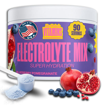 Dr. Price’s Electrolytes Powder Bulk – Blueberry Pomegranate, 90 Servings | Sugar Free Hydration Drink Mix with 72+ Trace Minerals, Manganese | Keto Electrolytes - Maple Wellness Supplements