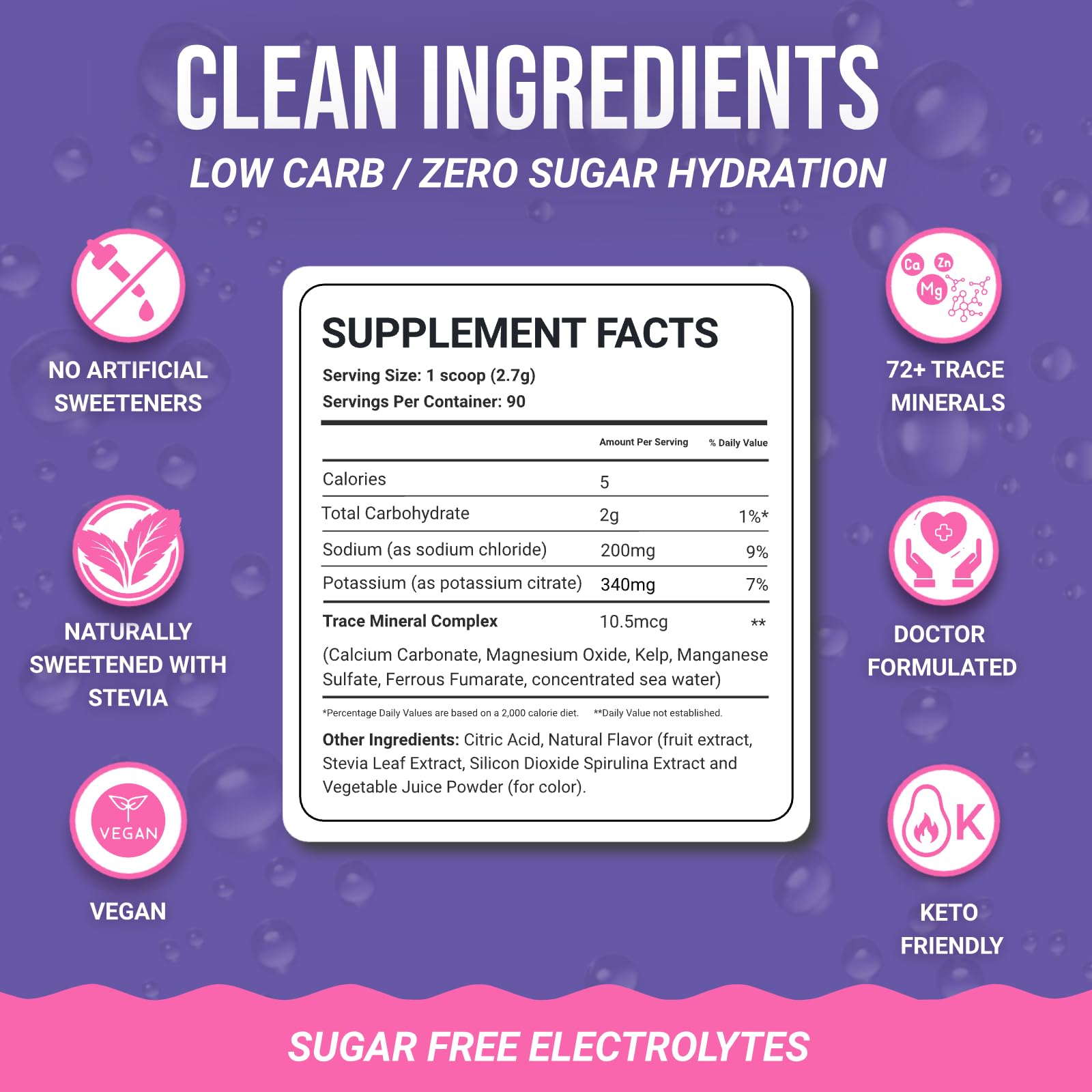 Dr. Price’s Electrolytes Powder Bulk – Blueberry Pomegranate, 90 Servings | Sugar Free Hydration Drink Mix with 72+ Trace Minerals, Manganese | Keto Electrolytes - Maple Wellness Supplements