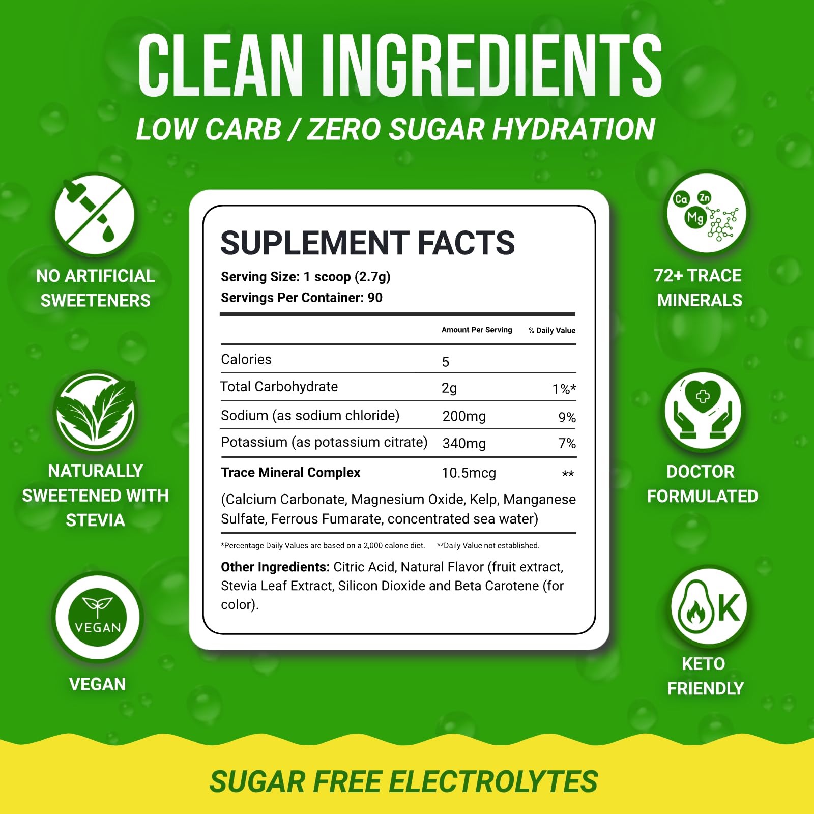 Dr. Price’s Electrolytes Powder Bulk – Lemon Lime, 90 Servings | Sugar Free Hydration Drink Mix with 72+ Trace Minerals, Manganese | Keto Electrolytes - Maple Wellness Supplements