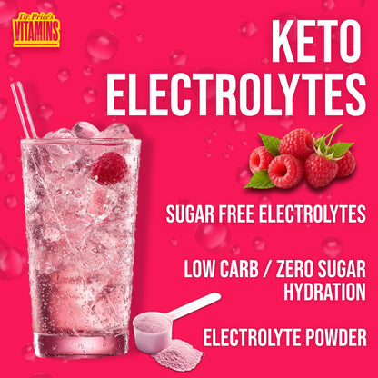 Dr. Price’s Electrolytes Powder Bulk – Raspberry, 90 Servings | Sugar Free Hydration Drink Mix with 72+ Trace Minerals, Manganese | Keto Electrolytes - Maple Wellness Supplements