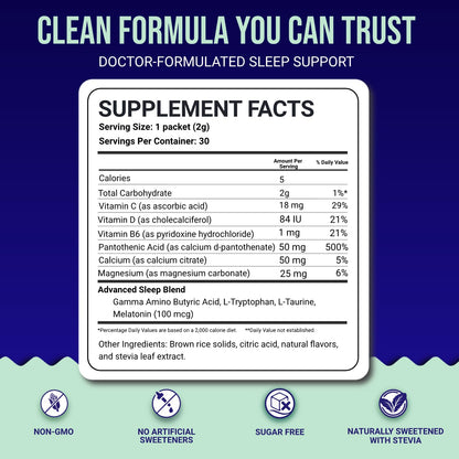 Dr. Price’s Natural Sleep Aid Powder – Berry-Citrus, 30 Packs | Sleep Powder Drink Mix with Magnesium, Microdose Melatonin & Tryptophan | Sleep Support for Adults | Doctor-Formulated, Made in USA - Maple Wellness Supplements
