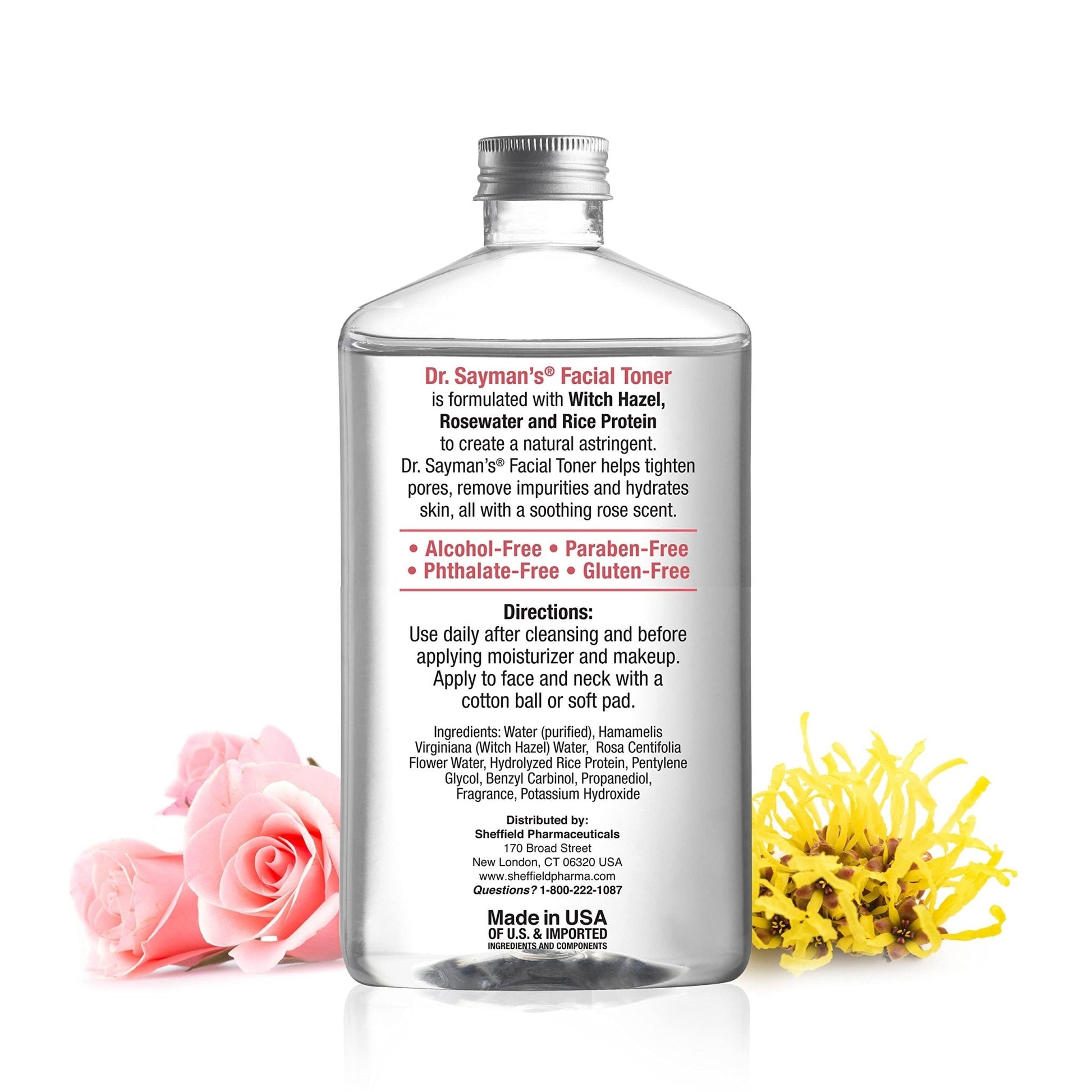 Dr. Saymans Alcohol-Free Facial Toner with Witch Hazel, Rosewater & Rice Protein, Removes Impurities & Hydrates Your Face, 9 oz - Maple Wellness Supplements