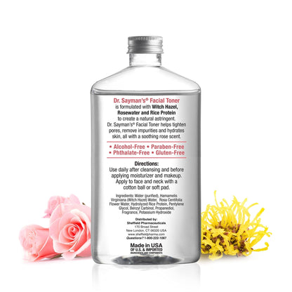 Dr. Saymans Alcohol-Free Facial Toner with Witch Hazel, Rosewater & Rice Protein, Removes Impurities & Hydrates Your Face, 9 oz - Maple Wellness Supplements