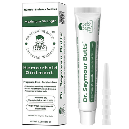 Dr. Seymour Butts Hemorrhoid Ointment – Lidocaine 5% Pain Relief for Burning, Itching & Irritation | External Hemorrhoid Care with Witch Hazel, Aloe & Botanical Support - Maple Wellness Supplements