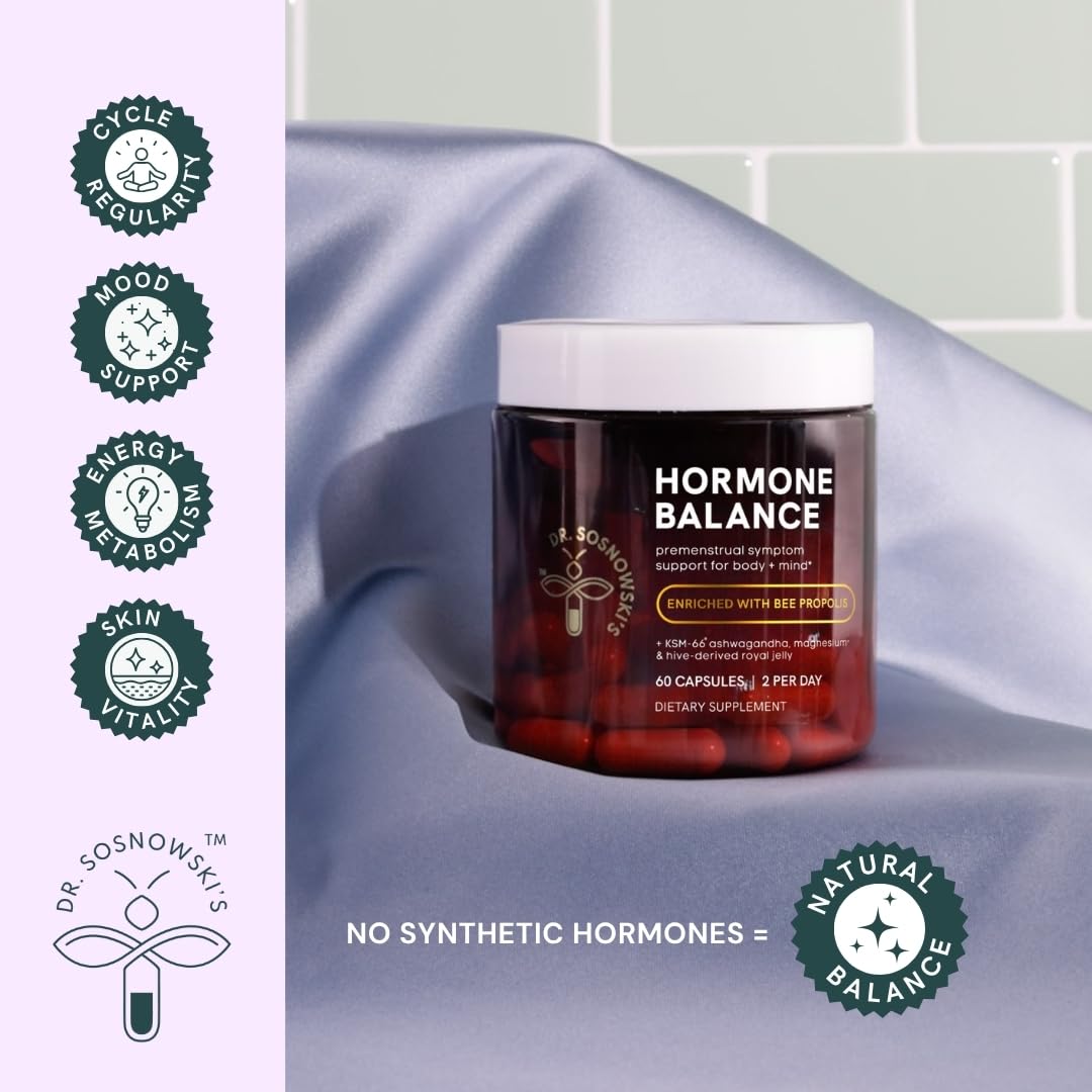 Dr Sosnowski's Hormone Balance | Multivitamin for Women to Support Hormonal Regulation, Energy, Mental Clarity & Skin | Bee Propolis, Ashwagandha, Dong Quai, Magnesium, B6 Vitamins | 60 Capsules - Maple Wellness Supplements