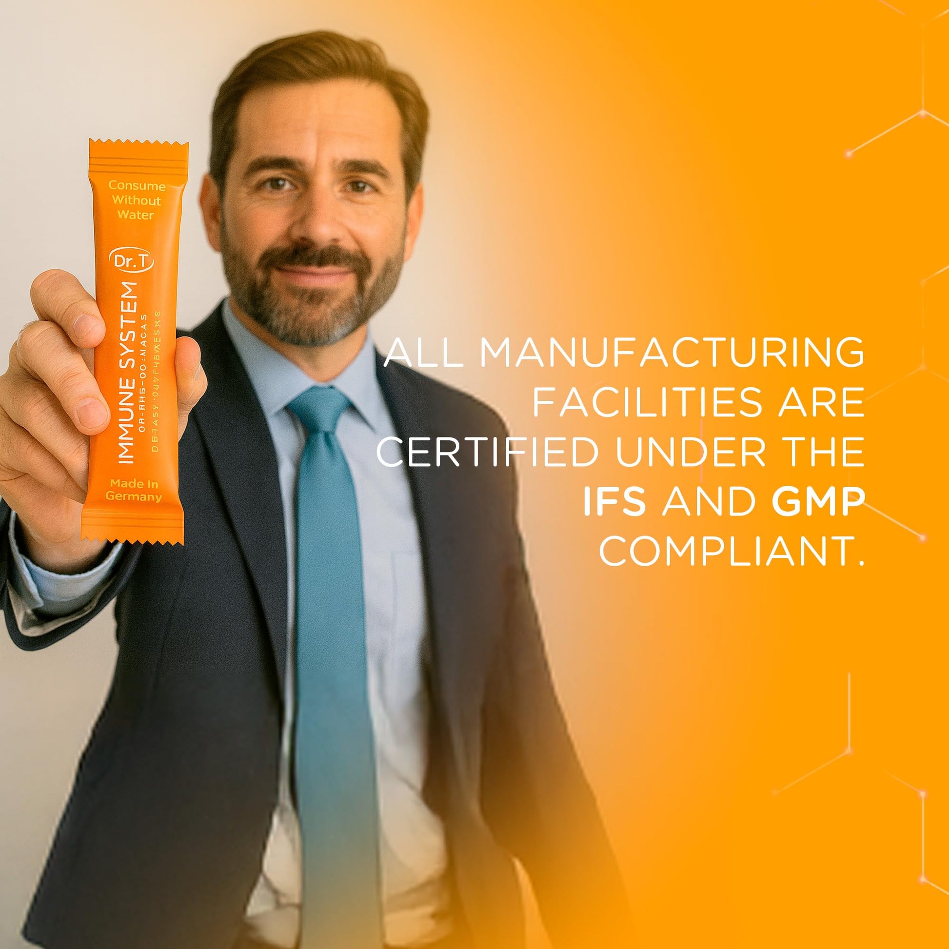 Dr. T On-the-go Packs – Immune System Formula – No Water Needed, Direct-to-Mouth – with Vitamins C, E, Zinc & Selenium – Supports Daily Wellness, Vitality & Overall Health – Orange, 30 Packs - Maple Wellness Supplements
