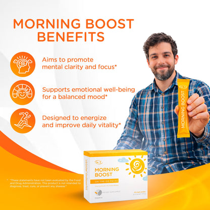 Dr. T On-the-go Packs – Morning Boost Formula – No Water Needed, Direct-to-Mouth – with Vitamins C, B6, B12 & Camu-Camu Extract – Supports Focus, Energy & Well-Being – Grapefruit, 30 Packs - Maple Wellness Supplements