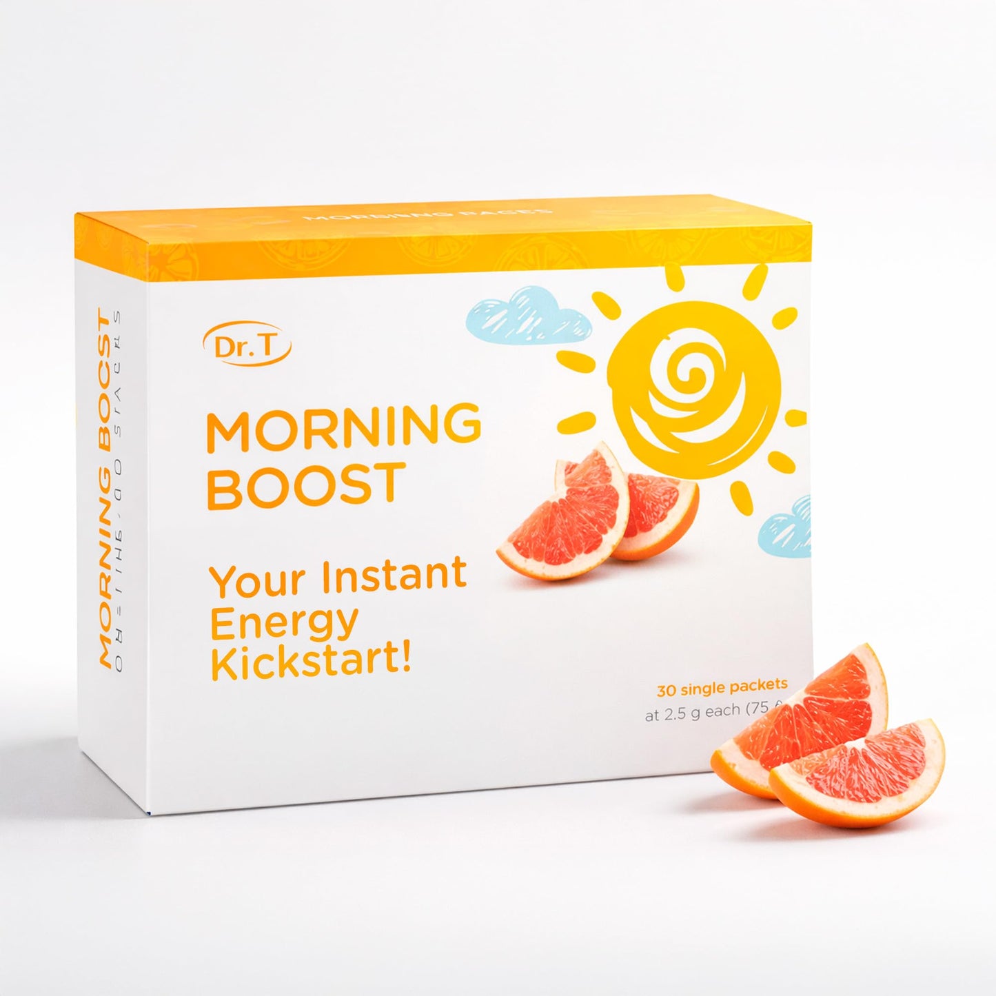 Dr. T On-the-go Packs – Morning Boost Formula – No Water Needed, Direct-to-Mouth – with Vitamins C, B6, B12 & Camu-Camu Extract – Supports Focus, Energy & Well-Being – Grapefruit, 30 Packs - Maple Wellness Supplements