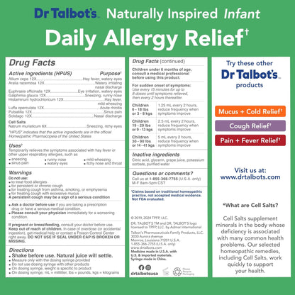 Dr. Talbot's Infant Daily Allergy Relief Liquid Medicine, Naturally Inspired for Babies, Includes Syringe, Grape Juice Flavor, Purple, 4 Fl Oz - Maple Wellness Supplements
