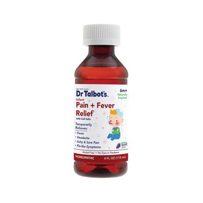 Dr. Talbot's Infant Pain and Fever Relief Liquid Medicine - 4 fl oz - 6+ Months - Grape Juice Flavor - No Alcohol, Dyes, or Parabens - Baby Essentials - Maple Wellness Supplements