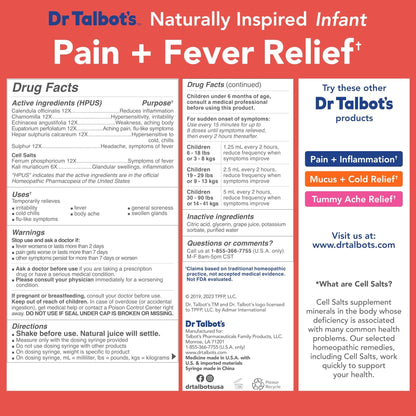 Dr. Talbot's Infant Pain and Fever Relief Liquid Medicine - 4 fl oz - 6+ Months - Grape Juice Flavor - No Alcohol, Dyes, or Parabens - Baby Essentials - Maple Wellness Supplements