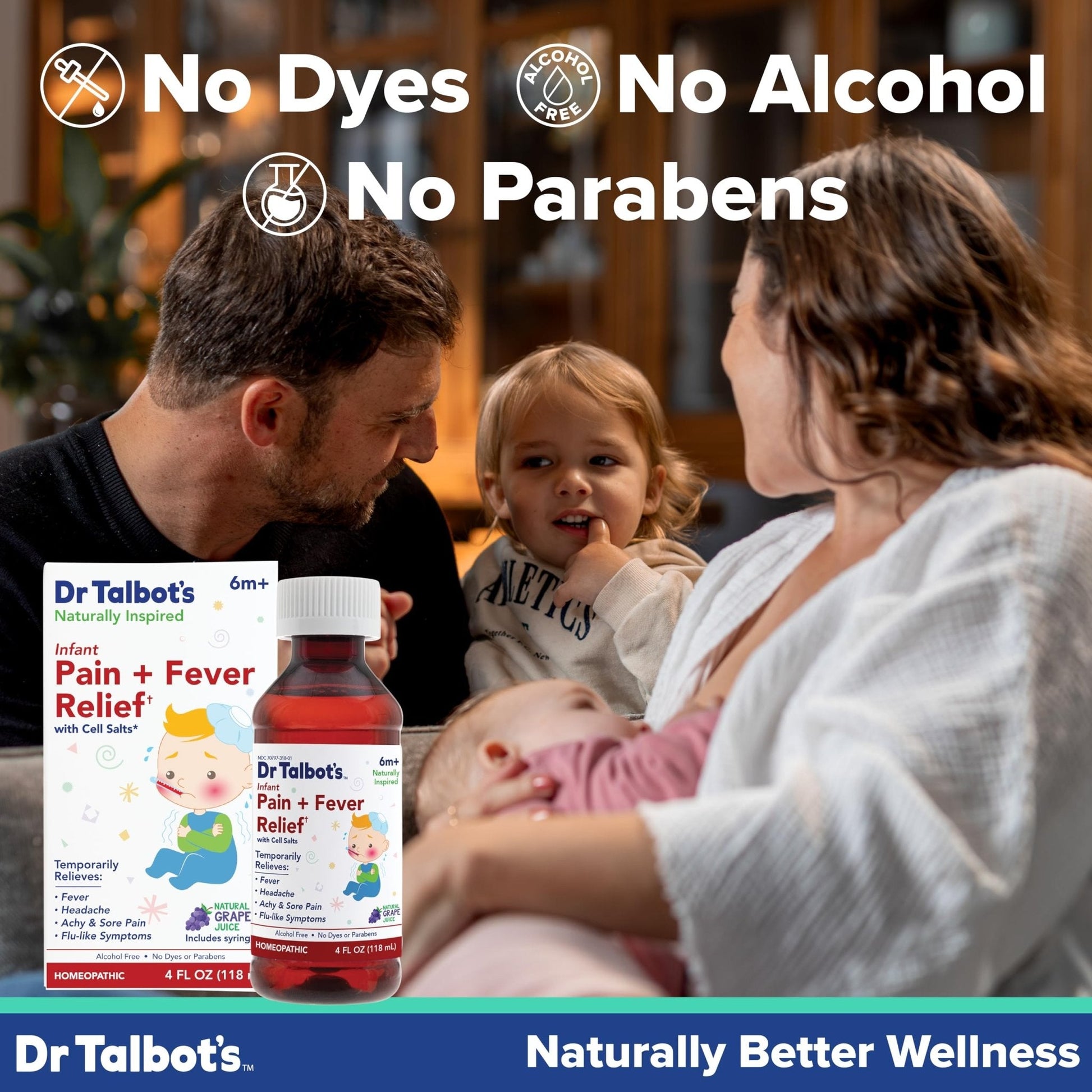Dr. Talbot's Infant Pain and Fever Relief Liquid Medicine - 4 fl oz - 6+ Months - Grape Juice Flavor - No Alcohol, Dyes, or Parabens - Baby Essentials - Maple Wellness Supplements