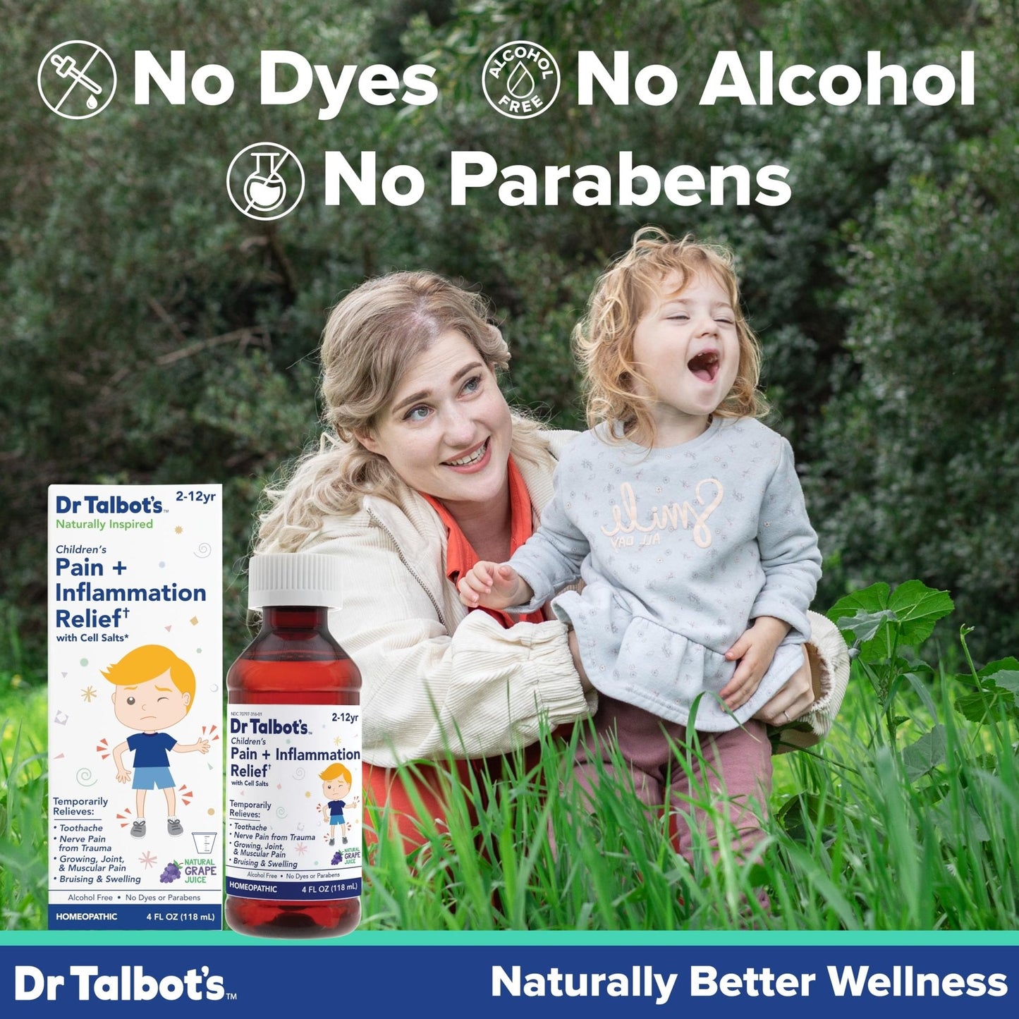 Dr. Talbot's Pain + Inflammation Relief Liquid Medicine for Children, Includes Dosage Cup, Grape Juice Flavor, 4 Fl Oz (Packaging May Vary) - Maple Wellness Supplements