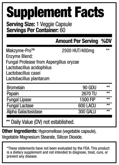 Dr. Tennant's Digestive Enzymes with Bromelain, Papain and Lipase - Bloating Relief and Gas Support for Sensitive Stomachs, Vegan, 27-Enzyme Blend, - Maple Wellness Supplements