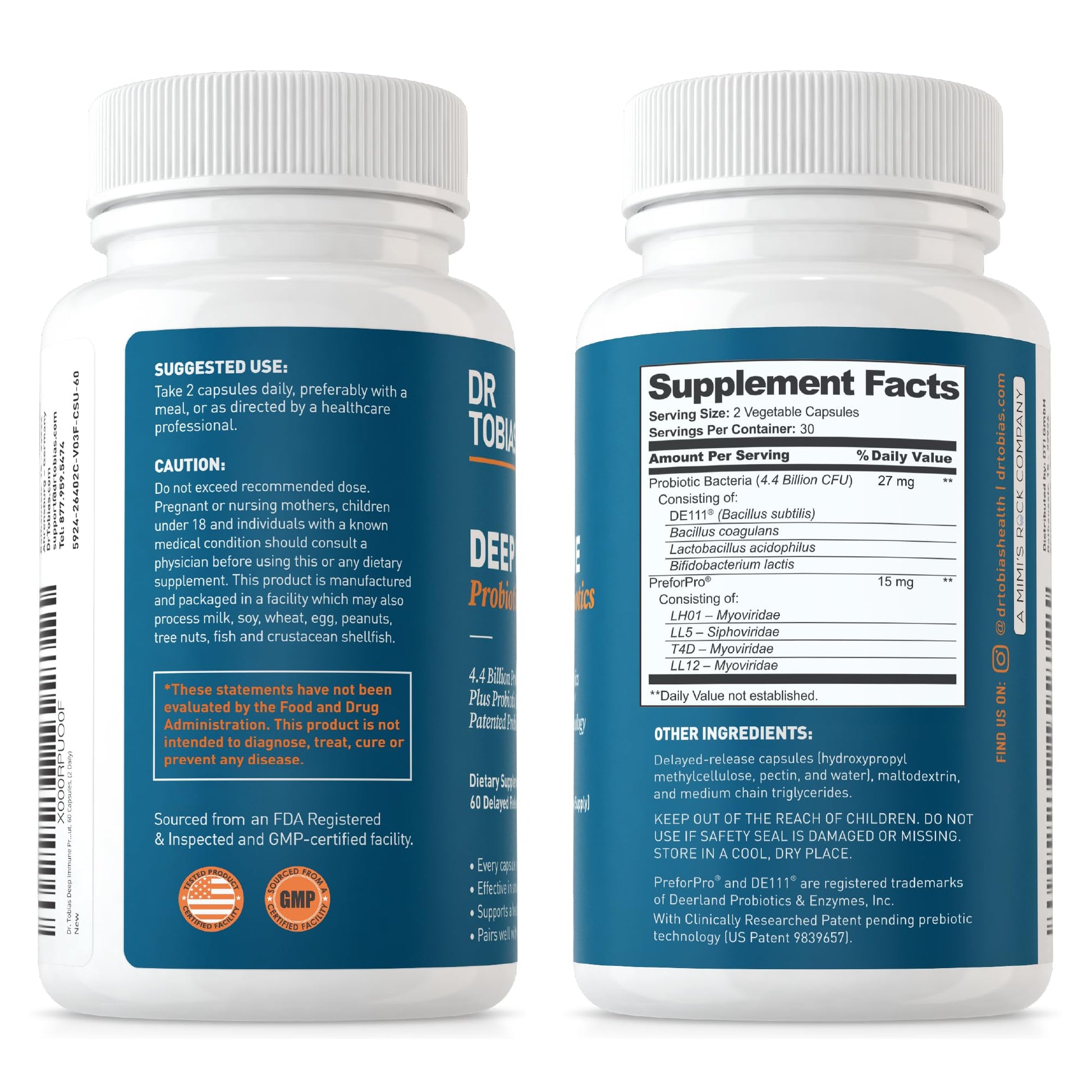 Dr. Tobias Deep Immune Probiotics & Prebiotics, 4.4 Billion CFU Probiotics for Women - Maple Wellness Supplements
