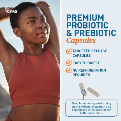 Dr. Tobias Deep Immune Probiotics & Prebiotics, 4.4 Billion CFU Probiotics for Women - Maple Wellness Supplements