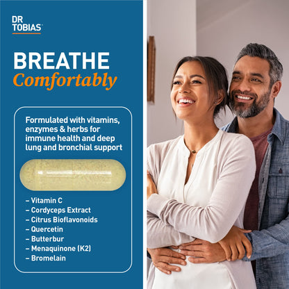 Dr. Tobias Lung Health and Oregano & Caprylic Acid Blend, Supports Lung Cleanse & Detox, Intestinal Health, Immune Support with Prebiotics & Herbs for Women & Men - Maple Wellness Supplements